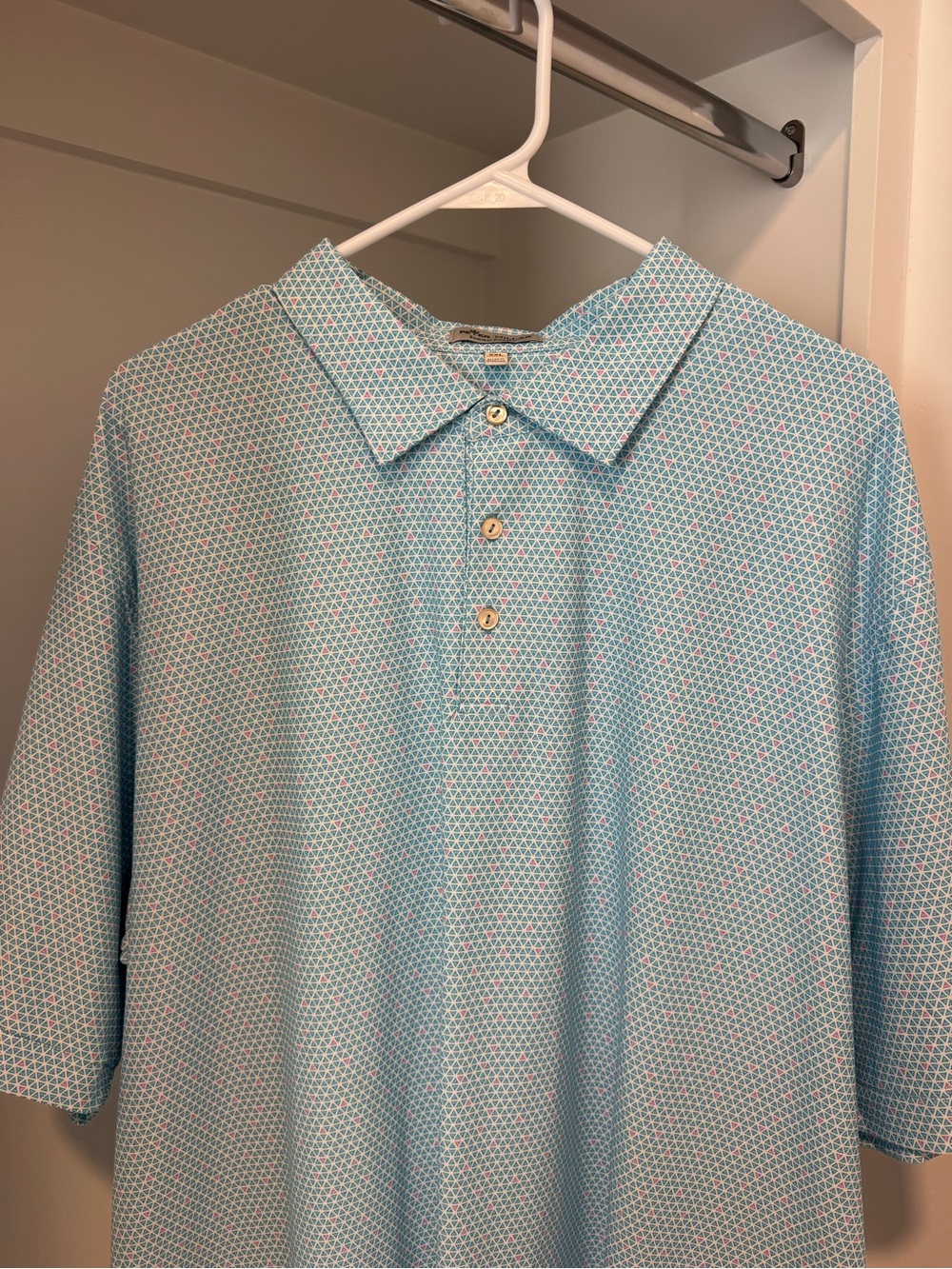 Peter Millar Light Blue Geometric Print Polo